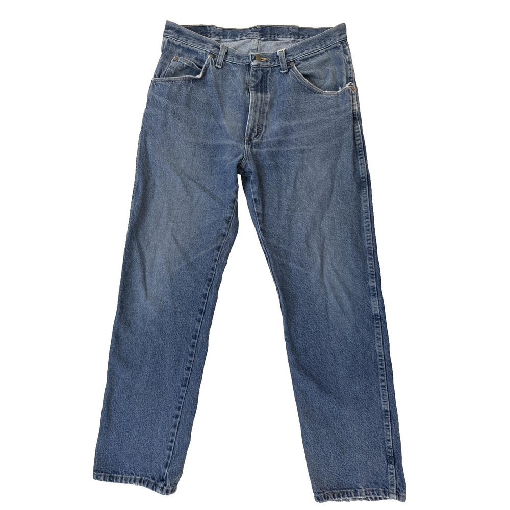 Wrangler 965 Jeans Mens 34x32 Regular Fit Distressed Straight Leg Frawed Fader